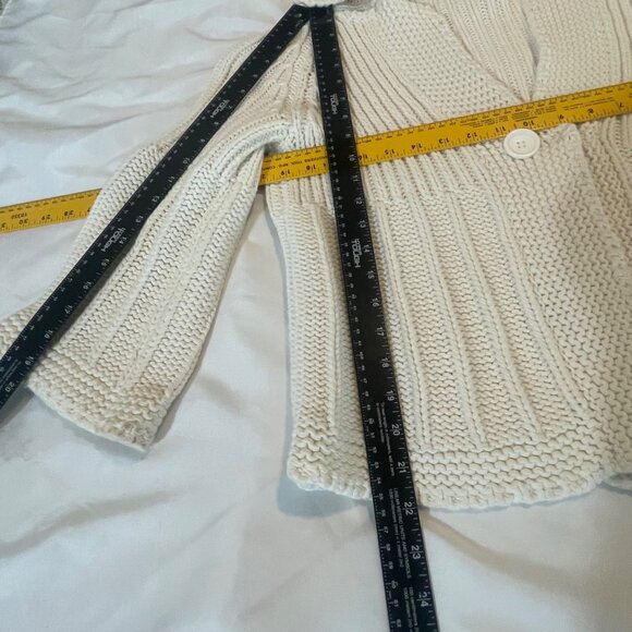 Liz Claiborne Womens Cream Thick Knit Cardigan Sweater Large 3/4 Sleeve - Picture 8 of 11